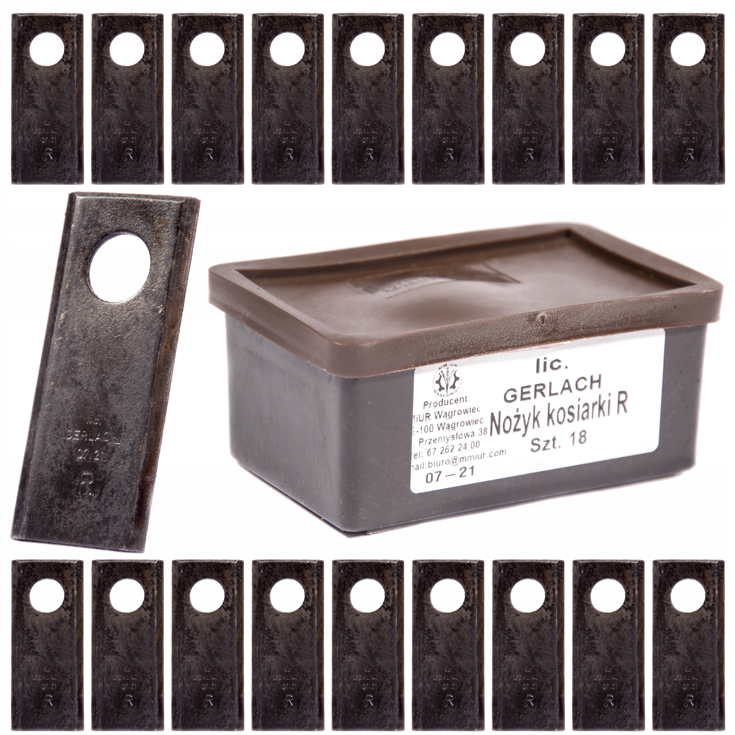 Gerlach nože pre rotačnú kosačku 94×40×3 mm | Sada 18 ks, otvor 19 mm